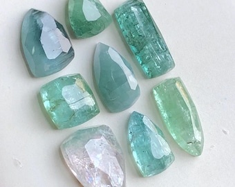 25.80 CTs Green and blue tourmaline rose cuts flat back