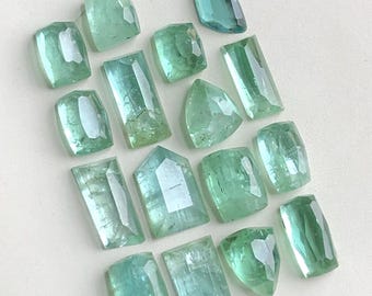18 CTs Green tourmaline rose cuts flat back
