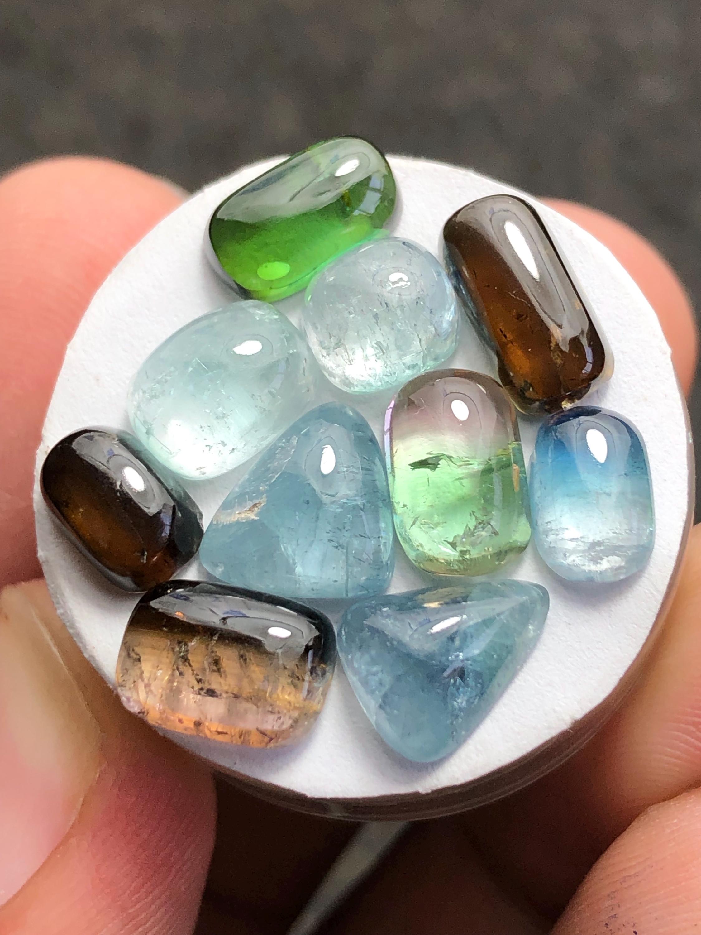 Lot De 6 Tourmalines Vertes Cabochon - 3,60 Ct - Afrique - SI1