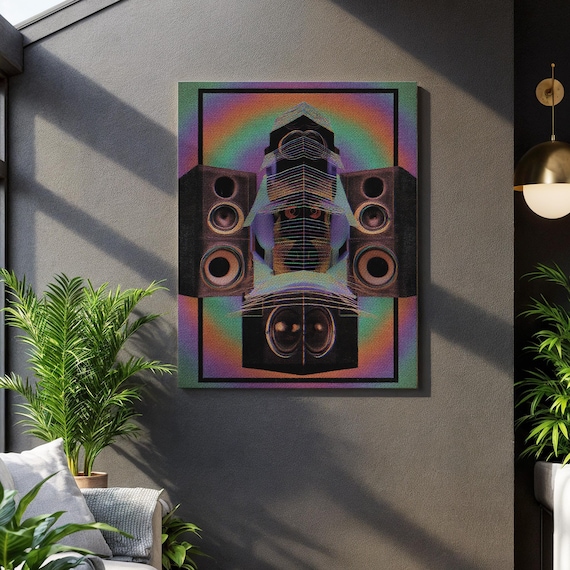 Buy Psychedelic Speaker Canvas Wall Art, Vibrant Music Print With