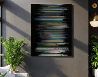 Abstrakte Glitch Leinwand, Steamwave Wandposter, Gerahmte digitale Kunstwerk, Retro TV-Bildschirm Dekor, Cyberpunk Stil Druck, Spielzimmer Kunst