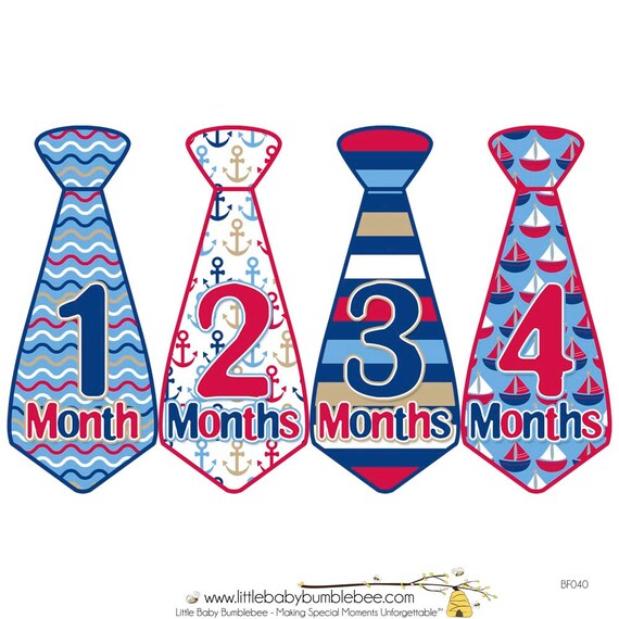 Items similar to Monthly Boy Tie Stickers, Baby Announcement, Monthly