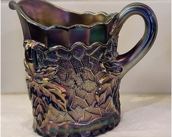 Vintage Antique L.G. Wright Cobalt Blue Carnival Glass Creamer