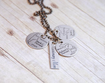 Missionary Mom Brag Necklace with ONE Missionary Name Dates and Country