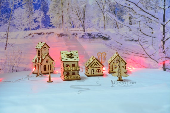 Download Free Miniature Christmas Village Kit Etsy SVG DXF Cut File