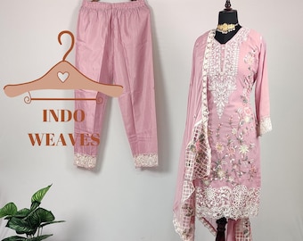 Punjabi Traditional Ethnic Wear Shalwar Kameez Suits, Indian Reception & Wedding Wear Eid Special Plazzo Kameez Bollywood Suits For Women