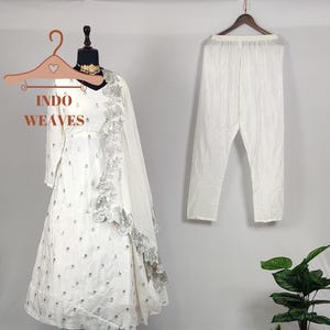 Ready To Wear Pakistani Long Anarkali Gown, White Wedding, Nikkah Wear Indian Dress for Women, Traditional Silk Kurta Kurti Salwar Kameez