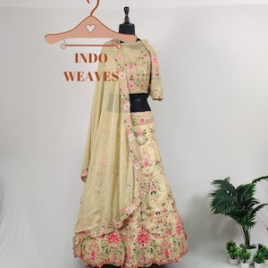Designer Party Wear Georgette Lehenga Choli With Embroidery Sequence Work Net Dupatta For Women, Wedding Guest, Reception Wear Lehenga Set