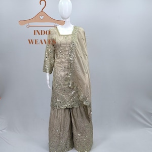 Best Sellling Silk Sharara Suit For Women And Girls, Embroidery Sequin Work Dupatta & Palazzo For Women, Wedding Wear, Designer Ethnic Dress