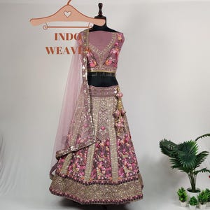 Purple Lehenga Choli, Designer Party Wear Indian Traditional Dress With Embroidery Work For Women Wear, Chaniya Choli With Soft Net Dupatta