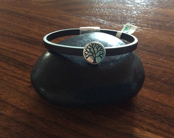 Tree of Life leather bracelet+magnetic clasp+ tree