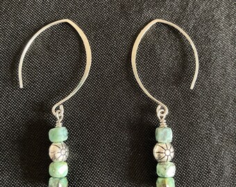 Turquoise and flower earrings