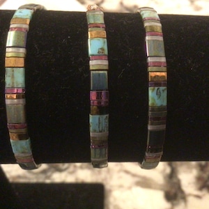 Tila bracelet-stretch bracelets-stackable bracelets-minimalist bracelet-glass tile bracelet