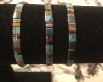 Tila bracelet-stretch bracelets-stackable bracelets-minimalist bracelet-glass tile bracelet