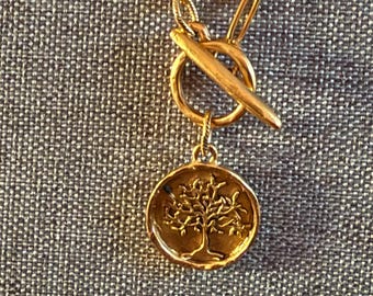 Gold tree of life necklace+gold  necklace+tree of life pendant+ paperclip necklace+  tree of life  necklace+ gold paperclip+ stainless steel