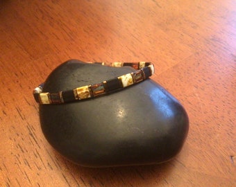 Glass tile  beaded bracelet