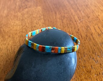 Glass tile  beaded bracelet