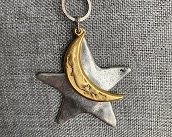Celestial  necklace+Star moon necklace+silver star+ gold moon
