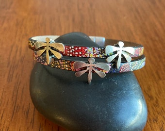 Dragonfly leather cuff+dragonfly+leather cuff+ dragonfly