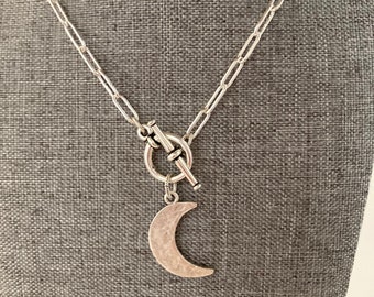 Silver Moon necklace+ celestial necklace+moon necklace