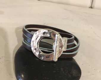 Double wrap leather bracelet