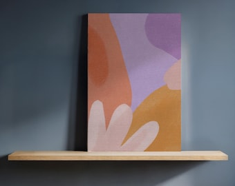 Abstract Shapes Canvas Wall Art, Modern Art Print, Purple Orange Home Decor