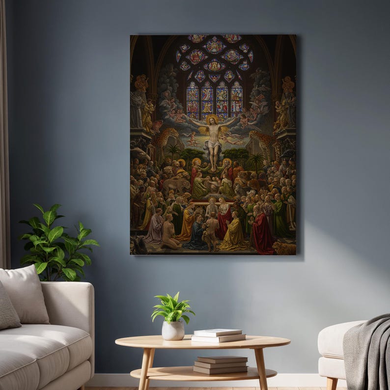 Heavenly Resurrection Canvas Wall Art, Classic Religious Scene With ...