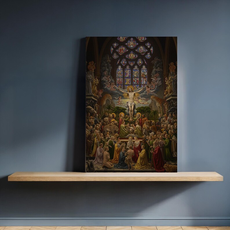 Heavenly Resurrection Canvas Wall Art, Classic Religious Scene With ...