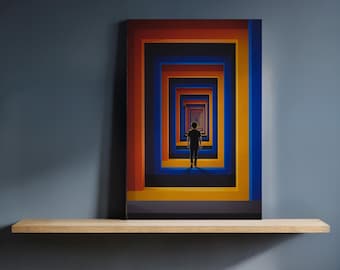 Geometrisches Portal Wandkunst - Gerahmte oder ungerahmte Optische Täuschung in kräftigen Farben, surreales Dekor für moderne, kreative Räume