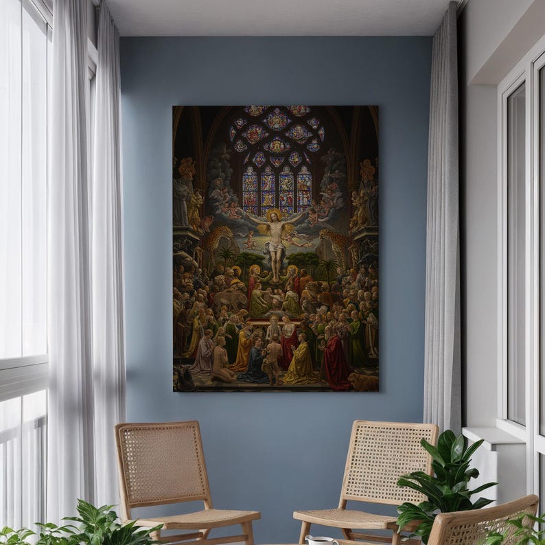 Heavenly Resurrection Canvas Wall Art, Classic Religious Scene With ...