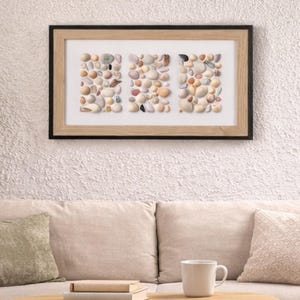 Vertical Seashell Wall Art | Natural Shell Mosaic in Rectangular Bands | Coastal Boho Decor | Unique Ocean Gift for Beach House/ Decoración