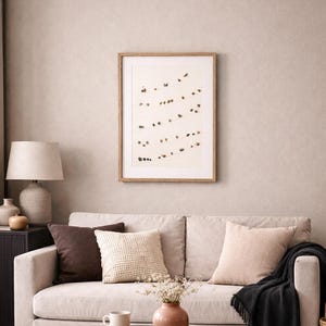 Pebble Art Birds on Wire – Large 50x40 cm Framed Wall Art – Minimalist Natural Stone Artwork – Scandinavian Home Decor – Handmade Gift