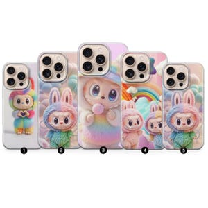 Labubu Handyhülle, süße Kawaii Häschen Geschenkidee, ästhetische Cartoon Abdeckung für iPhone 17 16 15 14 13 12 Pro Max, Samsung S25 S24 S23, TPU Gel