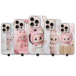 Labubu Handyhülle, süße Kawaii Häschen Geschenkidee, ästhetische Cartoon Abdeckung für iPhone 17 16 15 14 13 12 Pro Max, Samsung S25 S24 S23, TPU Gel
