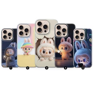 Labubu Handyhülle, süße Kawaii Häschen Geschenkidee, ästhetische Cartoon Abdeckung für iPhone 17 16 15 14 13 12 Pro Max, Samsung S25 S24 S23, TPU Gel