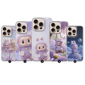 Labubu Handyhülle, süße Kawaii Häschen Geschenkidee, ästhetische Cartoon Abdeckung für iPhone 17 16 15 14 13 12 Pro Max, Samsung S25 S24 S23, TPU Gel