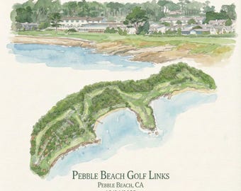 Custom Golf Course Map Watercolor Print – Personalized Golf Gift, Any Course, Golf Wall Art, Father’s Day, Anniversary DETAILED
