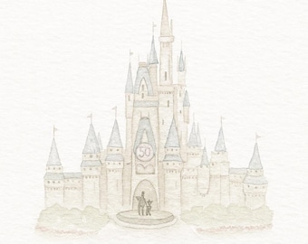 Impresión del mapa de acuarela de Disney Parks / Arte mural de Magic Kingdom, EPCOT, Animal Kingdom y Hollywood Studios
