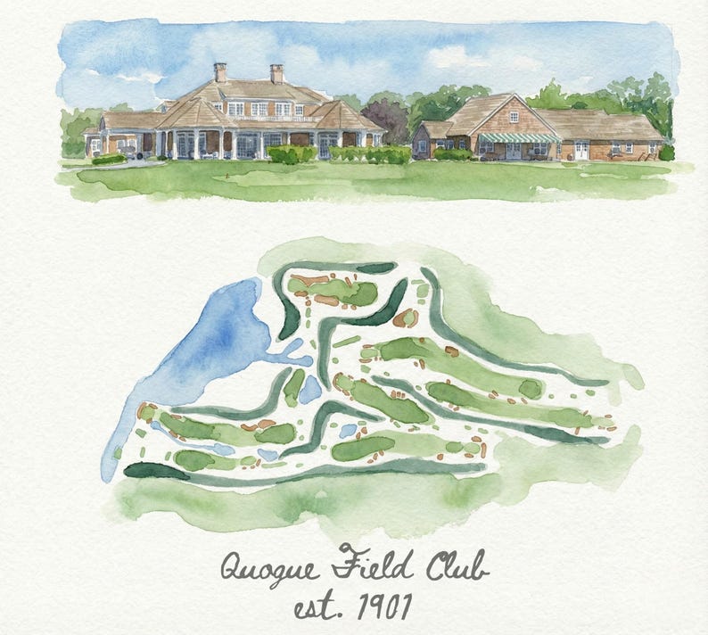 Mapa de campo de golf personalizado en acuarela – Regalo de golf personalizado, cualquier campo, arte mural de golf, Día del Padre, Aniversario DETALLADO imagen 4