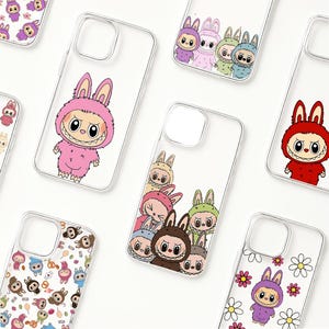 Labubu Phone Case – Soft Transparent Cover for iPhone 11- 17 Pro Max Mini Plus