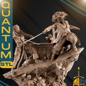 Pirates of the Caribbean Duel Diorama STL | 3D Printable Pirate Battle Scene | Fan-Made 1/6 Scale Collectible Digital Download