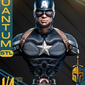 Busto do Capitão América: Soldado Invernal em formato STL | Estátua com e sem suporte | Download digital