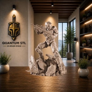 Armored Spartan Soldier Sculpture STL | Pre-Supported & Unsupported Statue | Digital Download