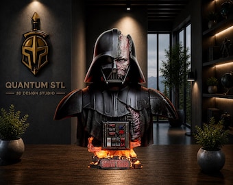 Busto ritratto di Darth Vader danneggiato in battaglia, formato STL / Statua compatibile con resina e FDM / Download digitale