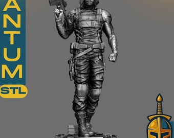 Sculptuur wintersoldaat STL | Gesteund en niet-ondersteund beeldje | Digitale download