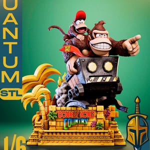 Standbeeld diorama Donkey Kong STL | Voorgesteunde en niet-ondersteunde sculptuur | Digitale download