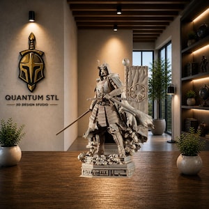 Dark Samurai Warlord Sculpture STL | Pre-Supported & Unsupported Statue | Digital Download