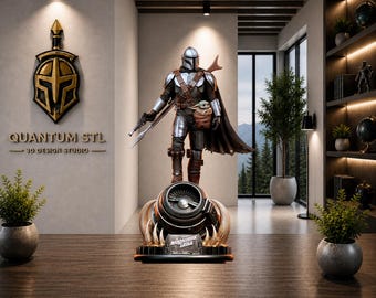 Sculpture 3D de chasseur galactique en armure et de jeune garçon mystique | Sculpture pré-supportée et non supportée | Téléchargement numérique