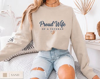 Camiseta "Orgullosa esposa de un veterano", Camiseta para esposa de veterano, Regalo del Día de los Veteranos para ella