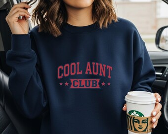 Sudadera Cool Aunt, sudadera retro universitaria con cuello redondo, jersey de club universitario
